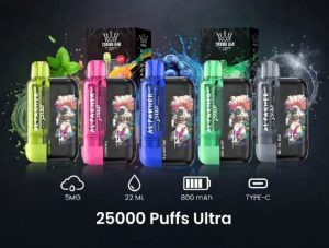 Al Fakher Crown Bar Ultra 25000 Puffs Disposable Vape with rechargeable battery and smart LED display