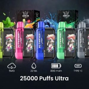 Al Fakher Crown Bar Ultra 25000 Puffs Disposable Vape with rechargeable battery and smart LED display
