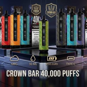 Al Fakher Crown Bar Mega Max 40000 Puffs Disposable Vape with dual mesh coil and smart LED display